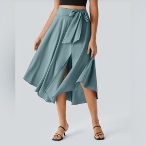 HALARA Breezeful High Waisted Tie Side Quick Dry Midi 2 In 1 Skirt Stone Blue
